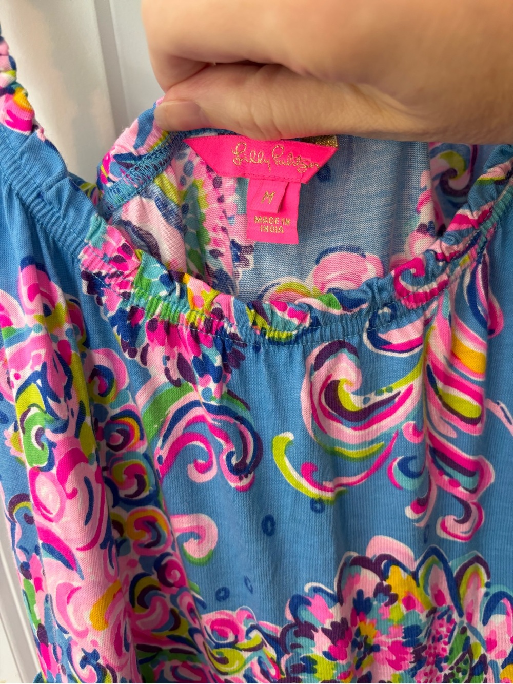 Lilly Pulitzer Loro Maxi Tiered Dress Mermaid Grotto Blue Pink Sz M - HTF, EUC! - Picture 2 of 6